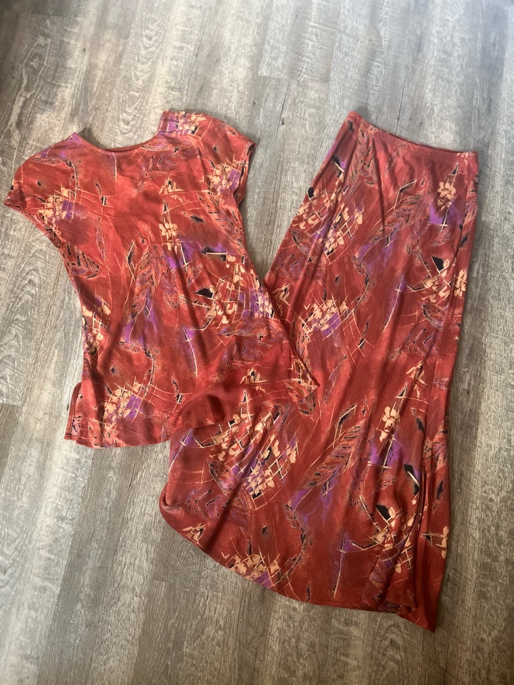Vintage John Roberts Cap Sleeve Top and Maxi Skirt- Size 10